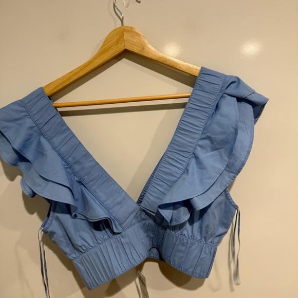 NWT Abercrombie & Fitch drama collar ruffle poplin top - Picture 7 of 11